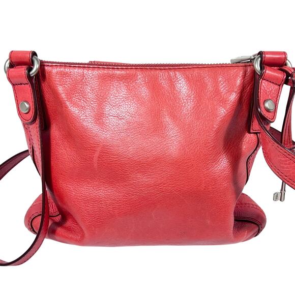 Fossil Marlow Crossbody Flamingo Color Scarlet Turnlock Purse Handbag Used - Picture 2 of 16